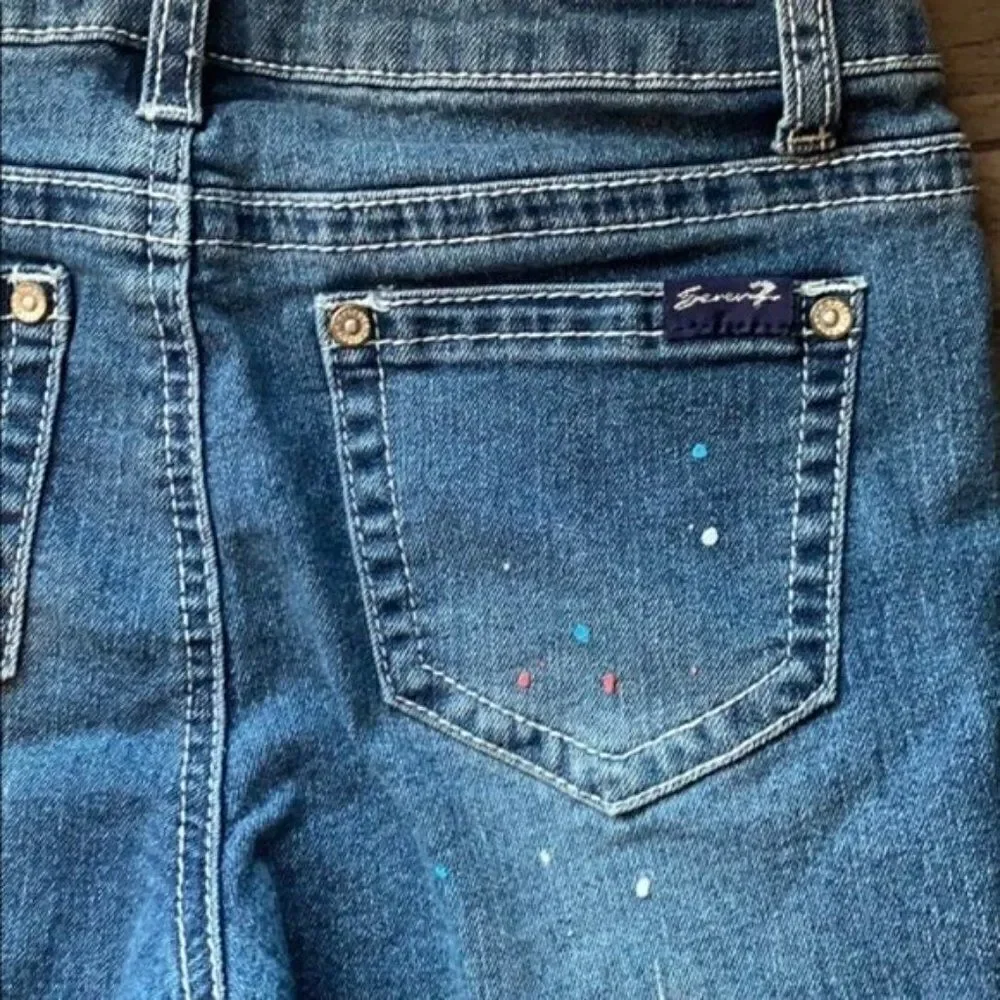 Seven7 denim jean bermudas shorts paint splatter